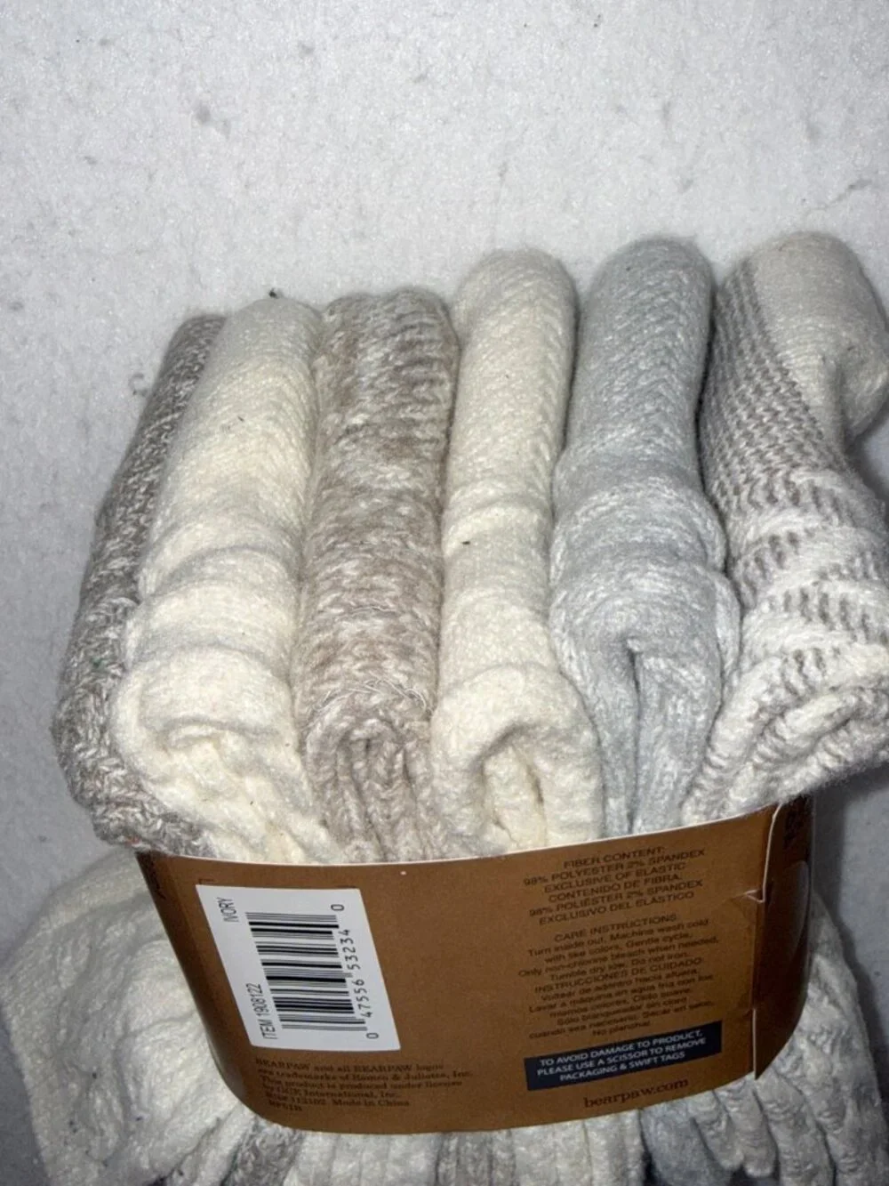 BEARPAW Womens Knit Boot Socks Cozy Comfort Crew 6 Pair Set Winter Warm NWT